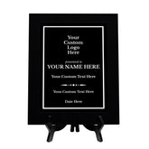 Custom Logo Black Frame Wooden Award Plaque | Easel Mount Option | Upload Your Logo | Recognition of Achievement and Service Personalizable Plaques