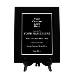 Custom Logo Black Frame Wooden Award Plaque | Easel Mount Option | Upload Your Logo | Recognition of Achievement and Service Personalizable Plaques