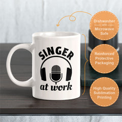 Singer at Work 11oz Plastic or Ceramic Mug | Novelty Cup for Musicians