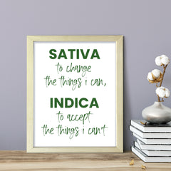 Sativa to Change the things I can, Indica to Accept the things I can't, Watercolor Framed Novelty Wall Art