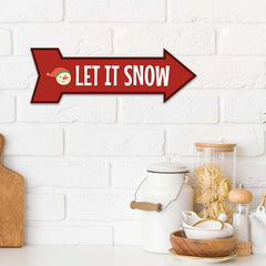 Arrow Shape Plus Let it Snow 12x4" Wall or Door Sign | Christmas Holiday Decoration