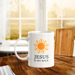Jesus Is My Rock 11oz Plastic/Ceramic Coffee Mug Office And Home | Religious Sayings | Family And Friends
