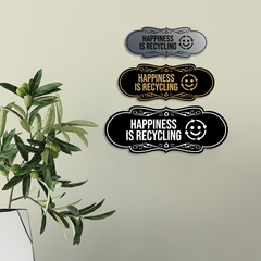Signs ByLITA Designer Happiness Is Recycling Wall or Door Sign