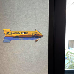 Arrow Shape Plus Santa Monica Beach, California 12x4" Wall or Door Sign | Stylish Famous US Beach Souvenirs