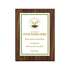 Gardening Competition Customizable Award Plaque | Easel Mount Option | Achievement and Recognition Personalizable Plaques
