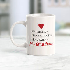 Best Advice + Delicious Food+ Great Smile = My Grandma Coffee Mug