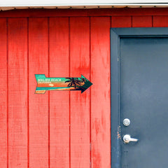 Arrow Shape Plus Malibu Beach, California 12x4" Wall or Door Sign | Stylish Famous US Beach Souvenirs