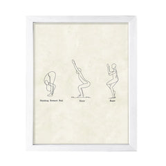 Standing Forward Fold, Chair, Eagle Yoga Pose, FRAMED Print Yoga Wall Art