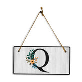 Q Flower Decor 5x10 Hanging Wall or Door Sign | Alphabet Letter Room Decoration