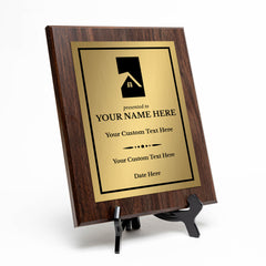 Real Estate Theme Customizable Award Plaque |Easel Mount Option | Recognition of Achievement and Service Personalizable Plaques