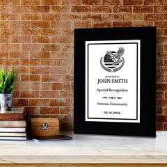 Thank You For Your Service Military and First Responders Customizable Black Frame Award Plaque | Easel Mount Option | Patriotic Recognition of Achievement and Service Personalizable Plaques