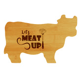Let's Meat Up 14.75 x 9.75" Cow Shape Cutting Board | Funny Kitchen Chopping Board