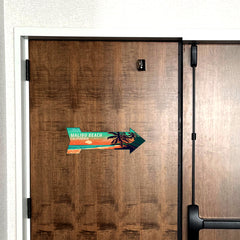 Arrow Shape Plus Malibu Beach, California 12x4" Wall or Door Sign | Stylish Famous US Beach Souvenirs