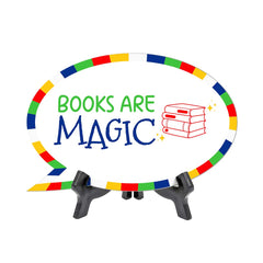 Books Are Magic Speech Bubble Table Sign With Acrylic Stand (6” x 4”) | Kindergarten Elementary School Decoration