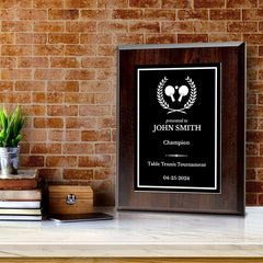 Table Tennis Customizable Wooden Award Plaque | Easel Mount Option | Achievement and Recognition Personalizable Plaques | Sports Award