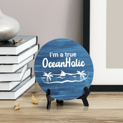 Signs ByLITA Circle I’m a true OceanHolic Summer Table Sign (5x5")