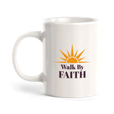 Walk By Faith 11oz Plastic/Ceramic Coffee Mug Office And Home | Religious Sayings | Family And Friends
