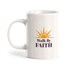 Walk By Faith 11oz Plastic/Ceramic Coffee Mug Office And Home | Religious Sayings | Family And Friends
