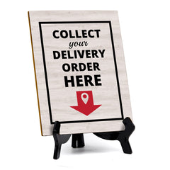 Signs ByLITA Collect your Delivery Order Here Table Sign with Acrylic Stand (6x8“)