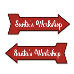 Arrow Shape Plus Santa's Workshop 12x4" Wall or Door Sign | Christmas Holiday Decoration