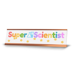 Signs ByLITA Super Scientist Award, Gold Frame, Desk Sign (2x8")