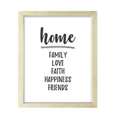 HOME Family Love Faith Happiness Friends, Framed Wall Art, Home Décor Prints