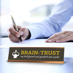 Signs ByLITA Brain-Trust, My Best Friend and Greatest Role Model Gold Frame, Desk Sign (2x8")