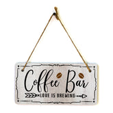 Coffee Bar Love Is Brewing 5x10 Hanging Plus Wall or Door Sign | Home Decor
