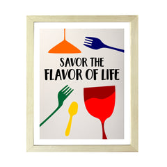 Designs ByLITA Savor The Flavor of Life, Wall Print Art | Retro Kitchen Decoration
