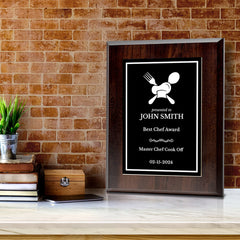 Cooking Competition and Chef Customizable Award Plaque |Easel Mount Option | Recognition of Achievement and Service Personalizable Plaques