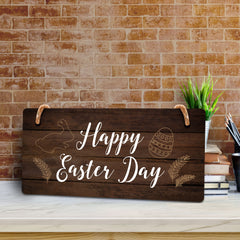 Happy Easter Day 5x10 Hanging Wall or Door Sign | Religious Home Decor