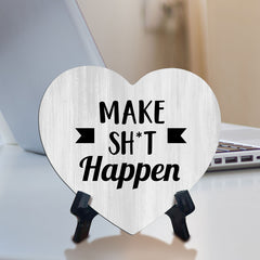 Home & Office Desk Decor Heart Table Sign with Acrylic Stand (6x5“)