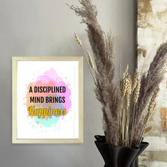 Designs ByLITA A Disciplined Mind Brings Happiness, Framed Wall Art Print | Buddhist Quotes Motivational Decor