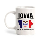 Designs ByLITA Iowa: Fields of Opportunities 11oz Plastic or Ceramic Coffee Mug | State Pride Collection