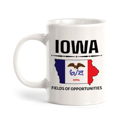 Designs ByLITA Iowa: Fields of Opportunities 11oz Plastic or Ceramic Coffee Mug | State Pride Collection