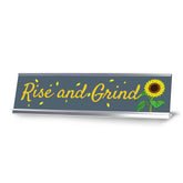 Signs ByLITA Rise and Grind, Silver Frame, Desk Sign (2x8")