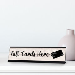 Signs ByLITA Gift Cards Here Graphic Black Frame, Desk Sign (2x8")