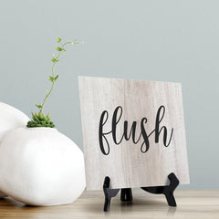Signs ByLITA Flush, Wood, Square Bathroom Table Sign (5" x 5")