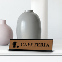 Cafeteria Brown, black frame, Desk Sign (2x8")
