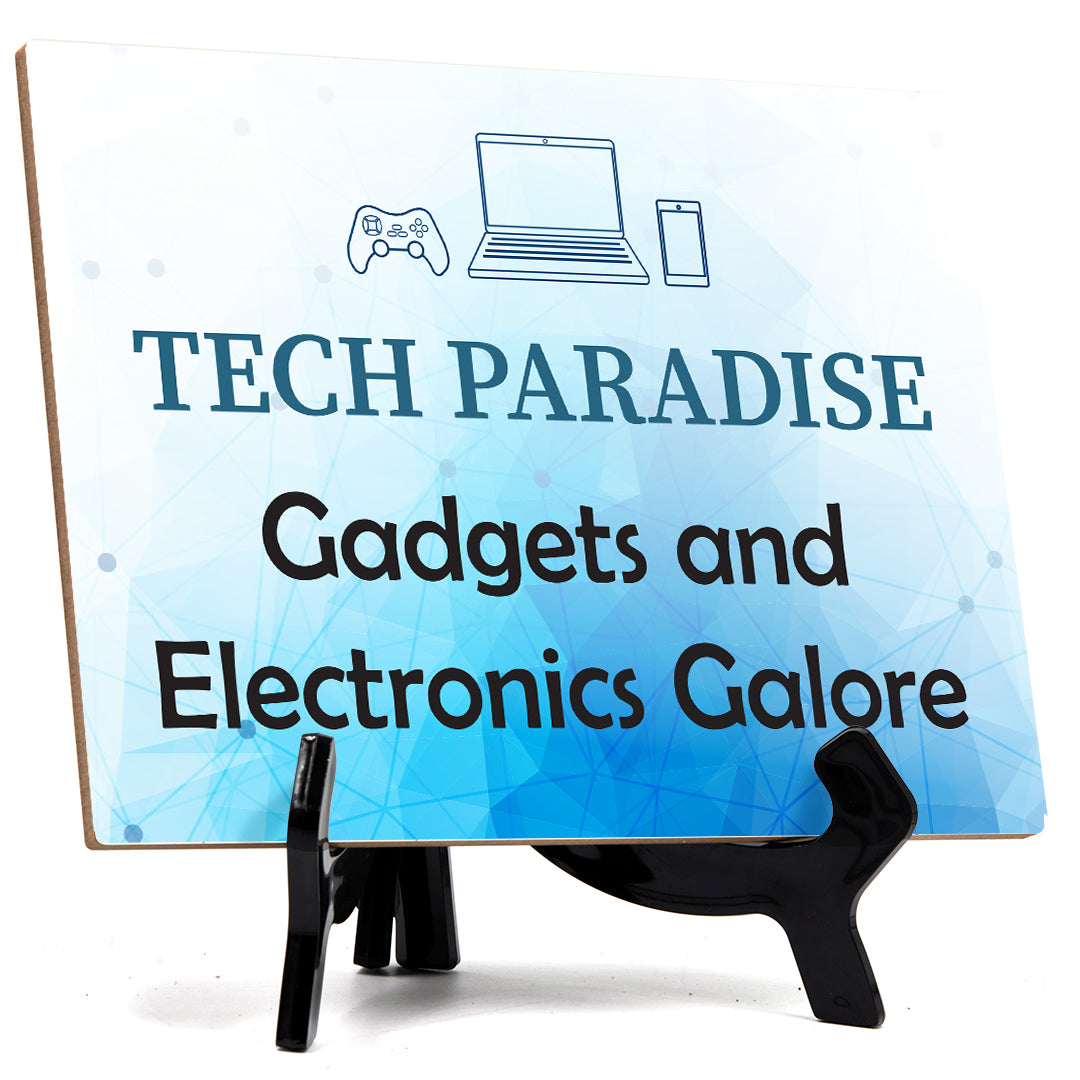 Signs ByLITA Tech Paradise: Gadgets and Electronics Galore Table Sign with Acrylic Stand (6x8?