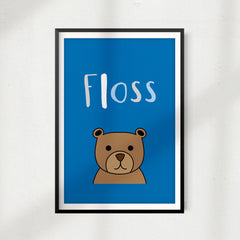Floss UNFRAMED Print Kids Bathroom Wall Art