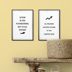 Motivational Quotes Wall Art UNFRAMED Print (2 Pack)
