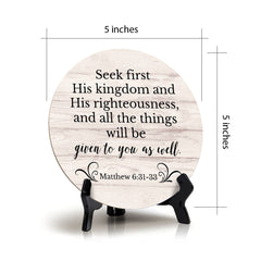 Round The Lord Is Good, A Refuge In Times Of Trouble. Nahum 1:7 Blue Wood Color Circle Table Sign (5x5")