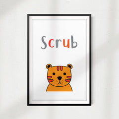 Scrub UNFRAMED Print Kids Bathroom Wall Art