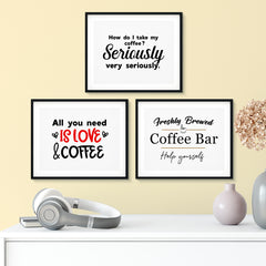 Coffee Aficionado Bar Wall Art UNFRAMED Print (3 Pack)