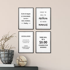 Funny Family Wall Art UNFRAMED Print (4 Pack)