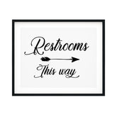 Restrooms This Way (Cursive Right Arrow) UNFRAMED Print Business & Events Decor Wall Art