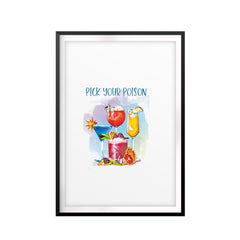 Pick Your Poison Skinny Cocktails UNFRAMED Print Drinking Wall Art