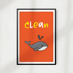 Clean UNFRAMED Print Kids Bathroom Wall Art