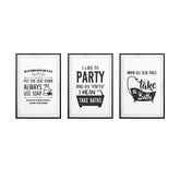 Fun Bathroom Wall Art UNFRAMED Print (3 Pack)